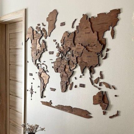 Wood Map World map wall art - glamorwood