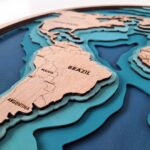 Round Wooden World Map- glamorwood