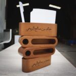 personalized wooden business card holder for desk - glamorwood