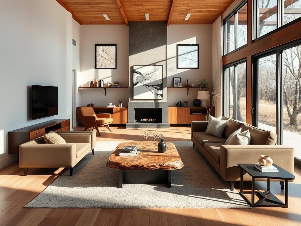 burl wood accents in modern home design