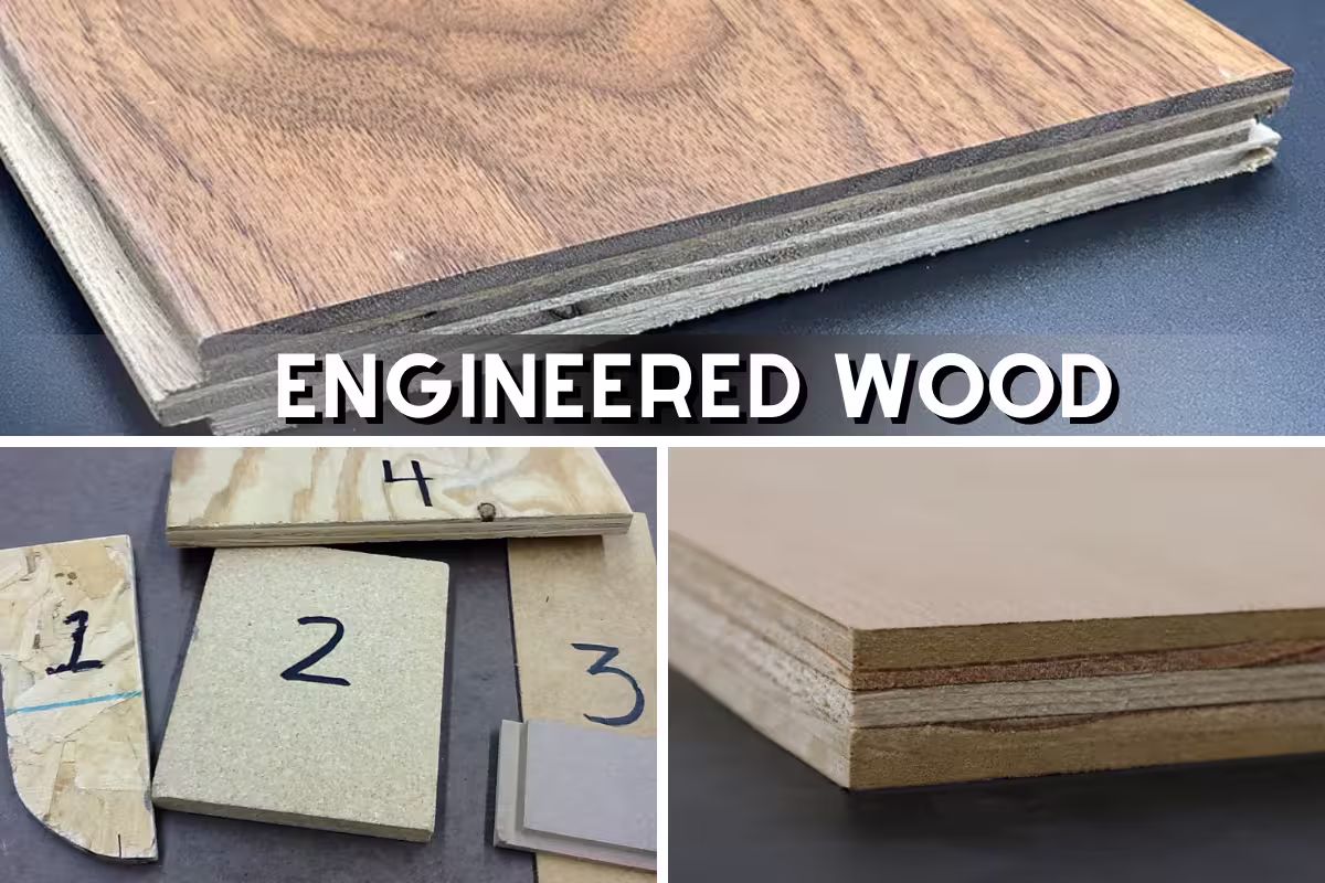 Various types of engineered wood samples